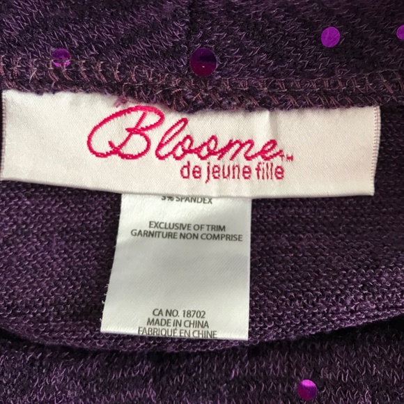 Bloome de jeune fille Purple Cowl Neck Sequin Long Sleeve Dress Offset Bow - Picture 8 of 9